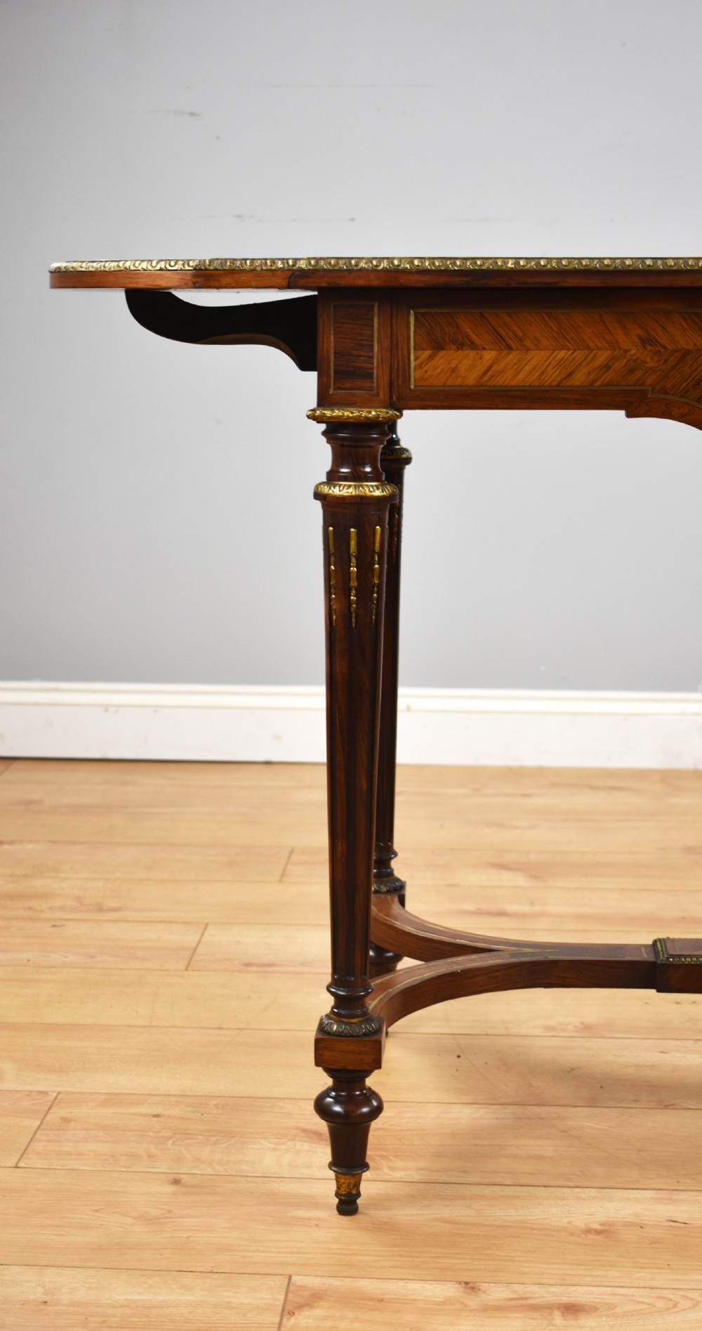 19th Century Rosewood & Brass Inlaid Drop Leaf Table  View IV