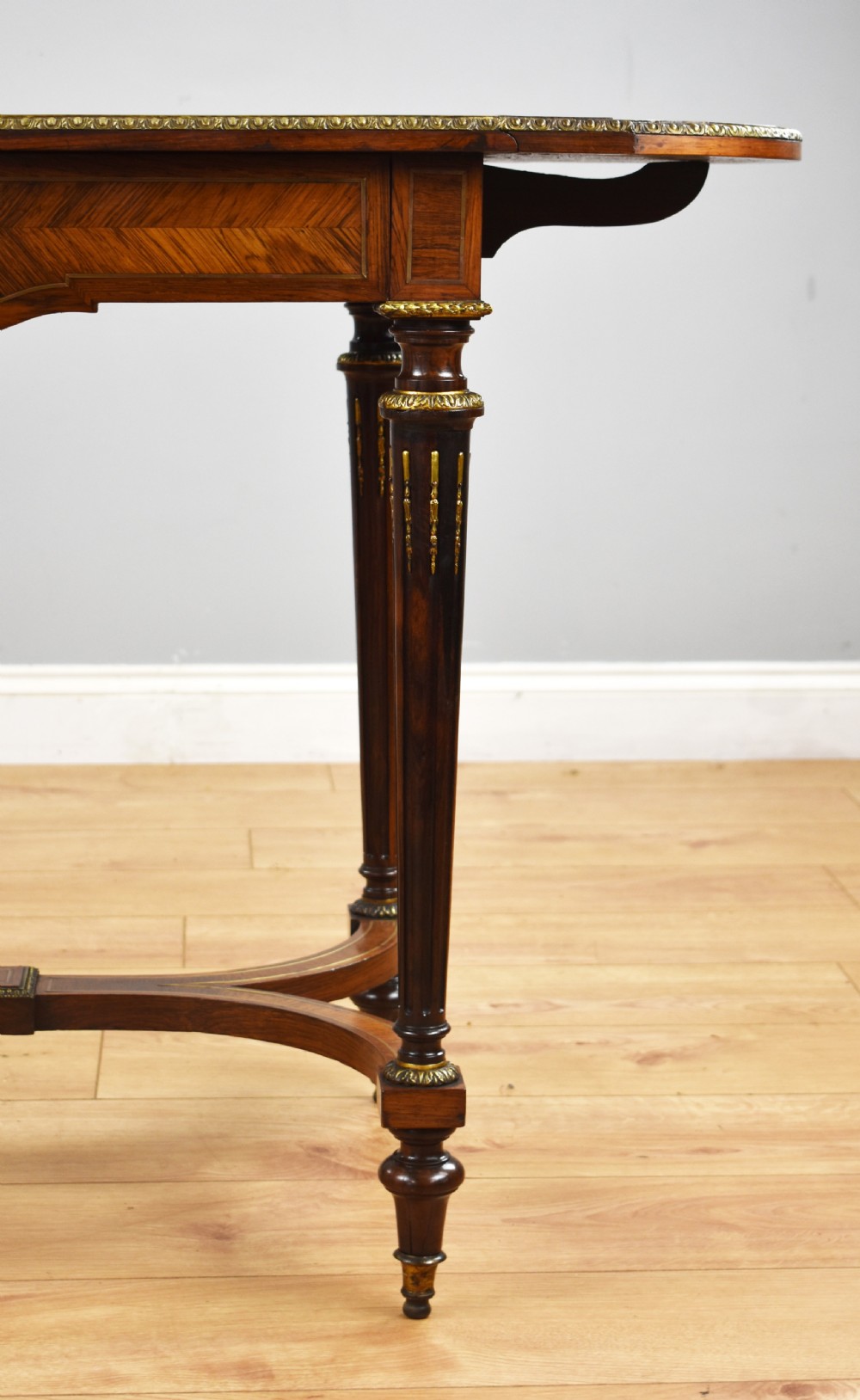 19th Century Rosewood & Brass Inlaid Drop Leaf Table  View VI