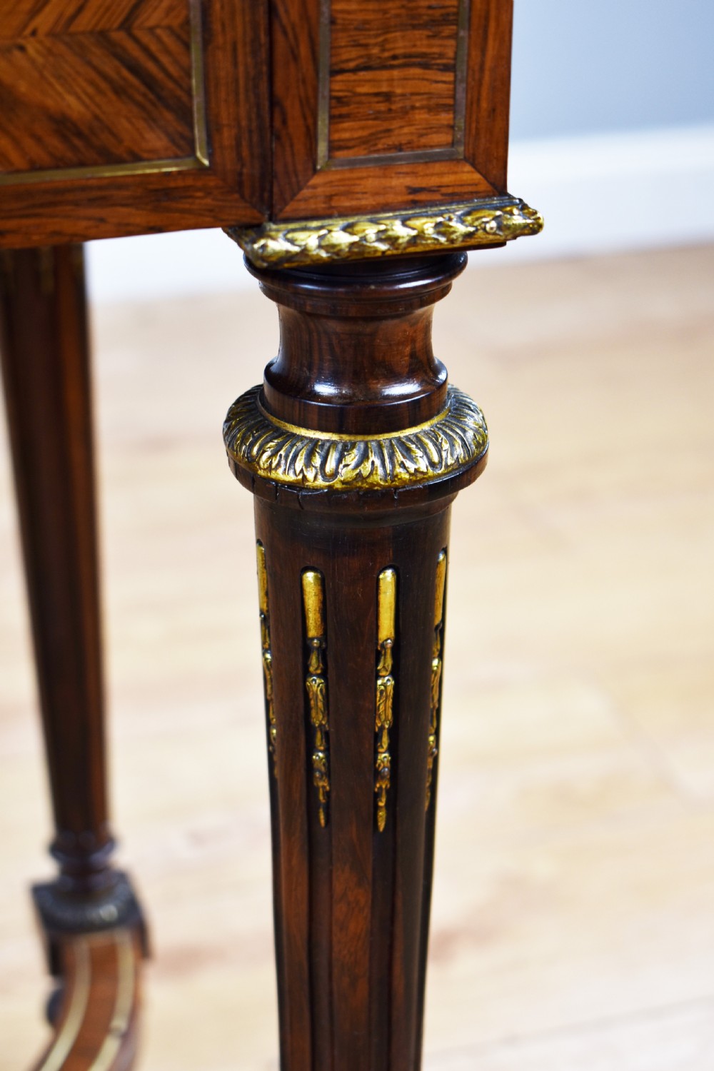 19th Century Rosewood & Brass Inlaid Drop Leaf Table  View VIII