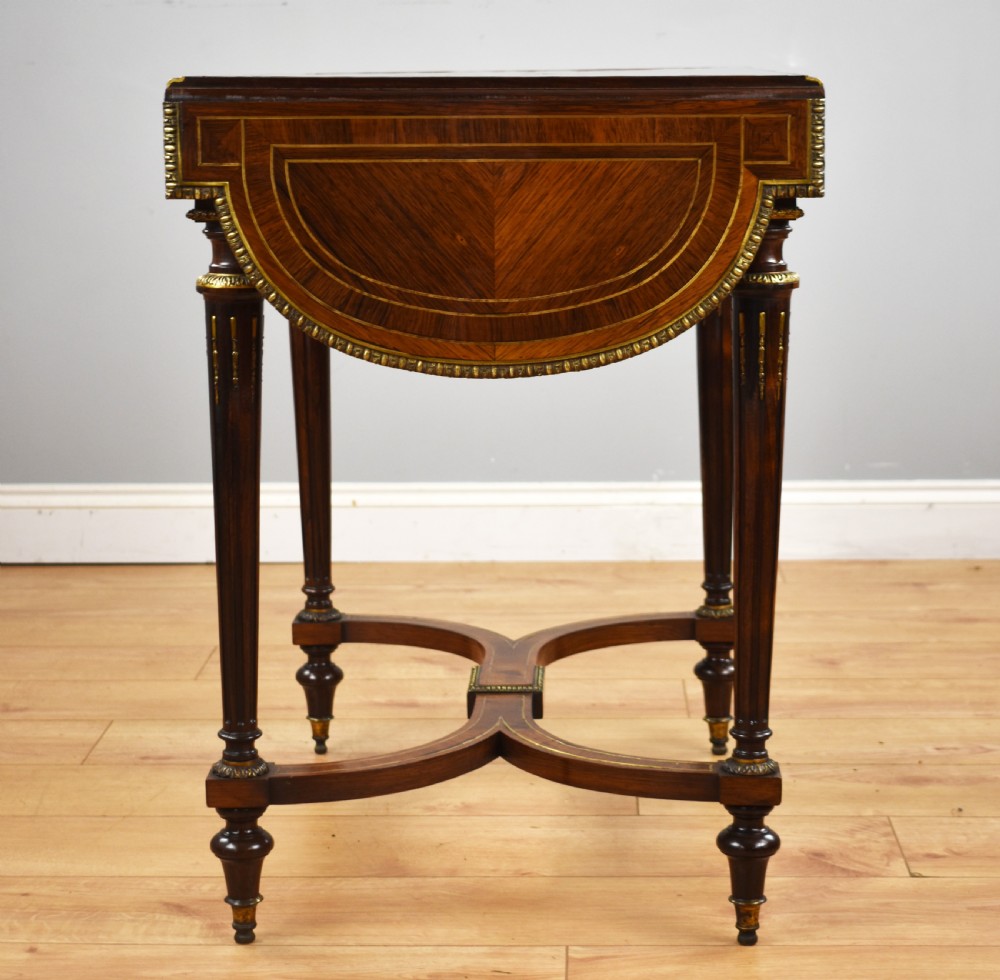 19th Century Rosewood & Brass Inlaid Drop Leaf Table  View XI
