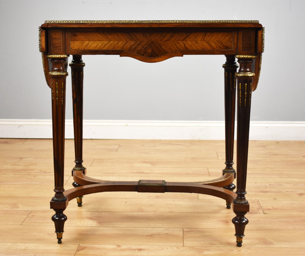 19th Century Rosewood & Brass Inlaid Drop Leaf Table  View XII