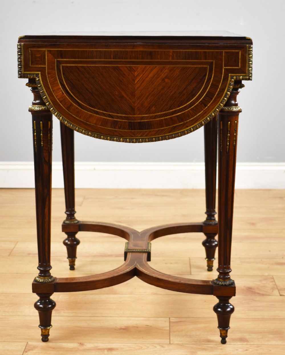 19th Century Rosewood & Brass Inlaid Drop Leaf Table  View XIII