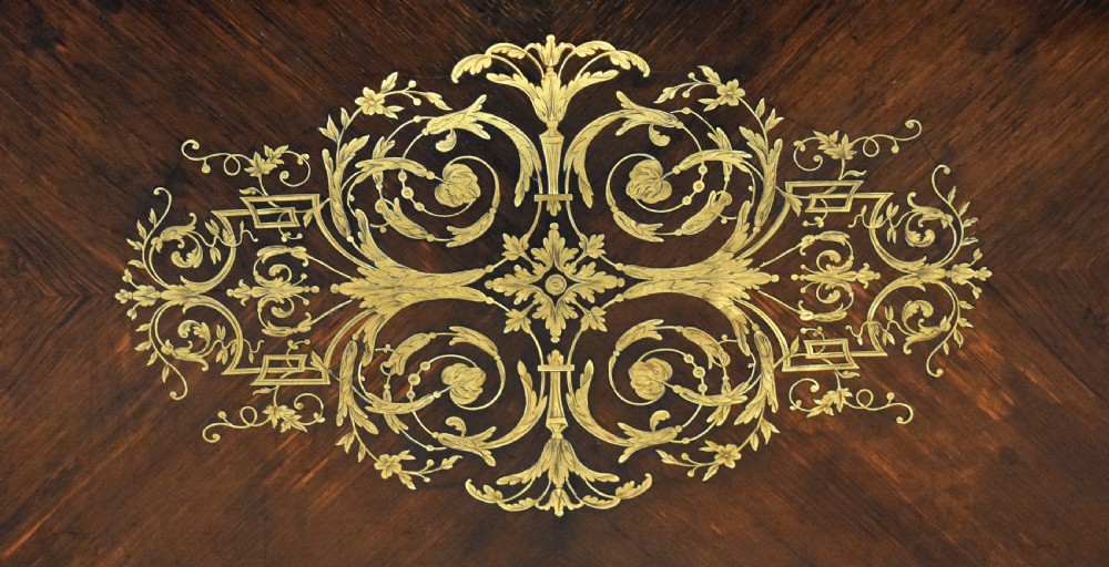 19th Century Rosewood & Brass Inlaid Drop Leaf Table  View XV
