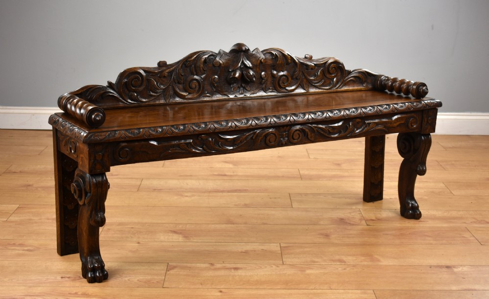 Victorian Carved Oak Window Seat