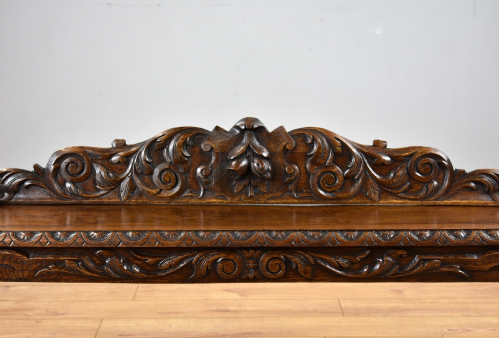 Victorian Carved Oak Window Seat View IV
