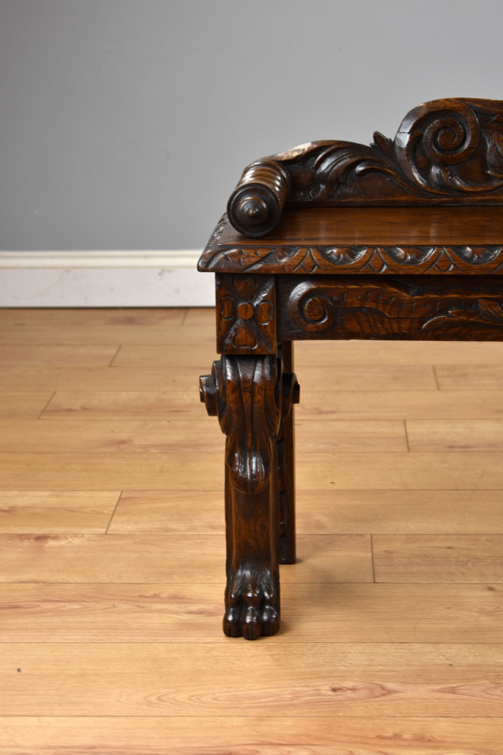 Victorian Carved Oak Window Seat View V