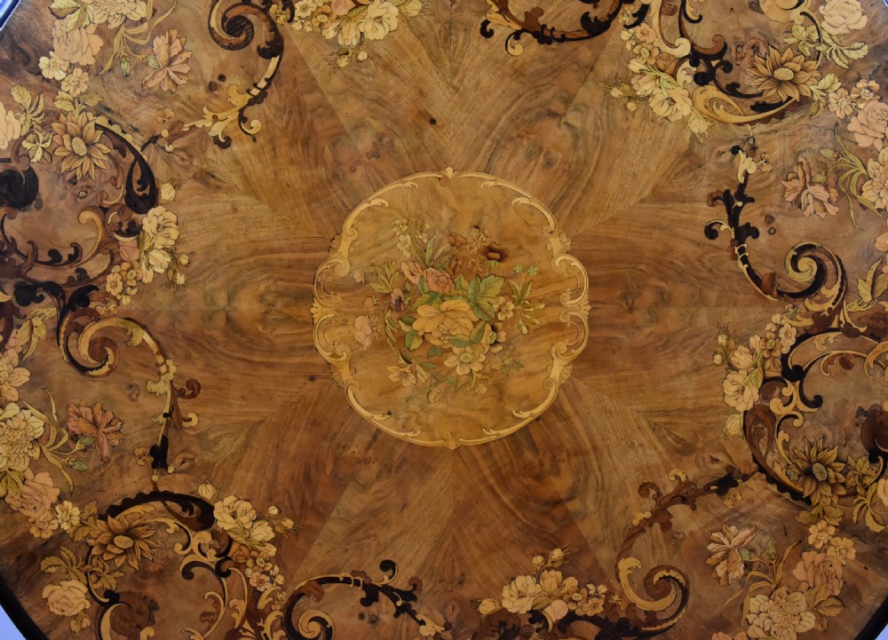 Victorian Marquetry Inlaid Oval Tilt Top Breakfast Table View VI