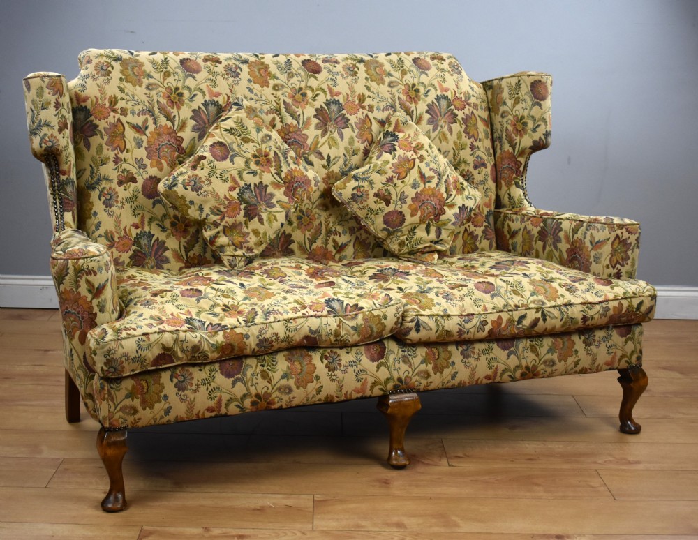 Queen Anne Style Wing Back Sofa
