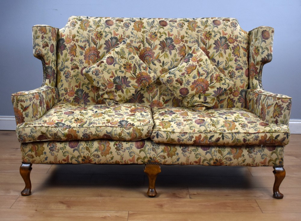 Queen Anne Style Wing Back Sofa View II