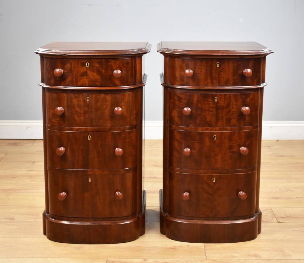 Pair of Victorian Mahogany Bow Front Bedside Chests View II