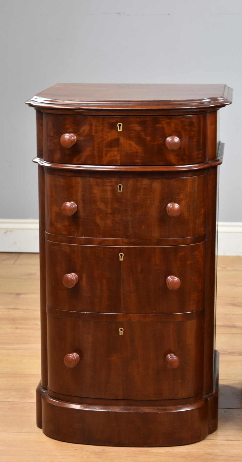 Pair of Victorian Mahogany Bow Front Bedside Chests View III