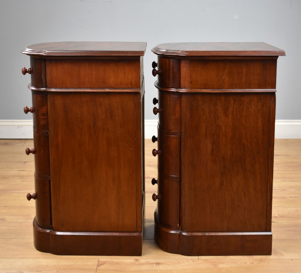 Pair of Victorian Mahogany Bow Front Bedside Chests View VI