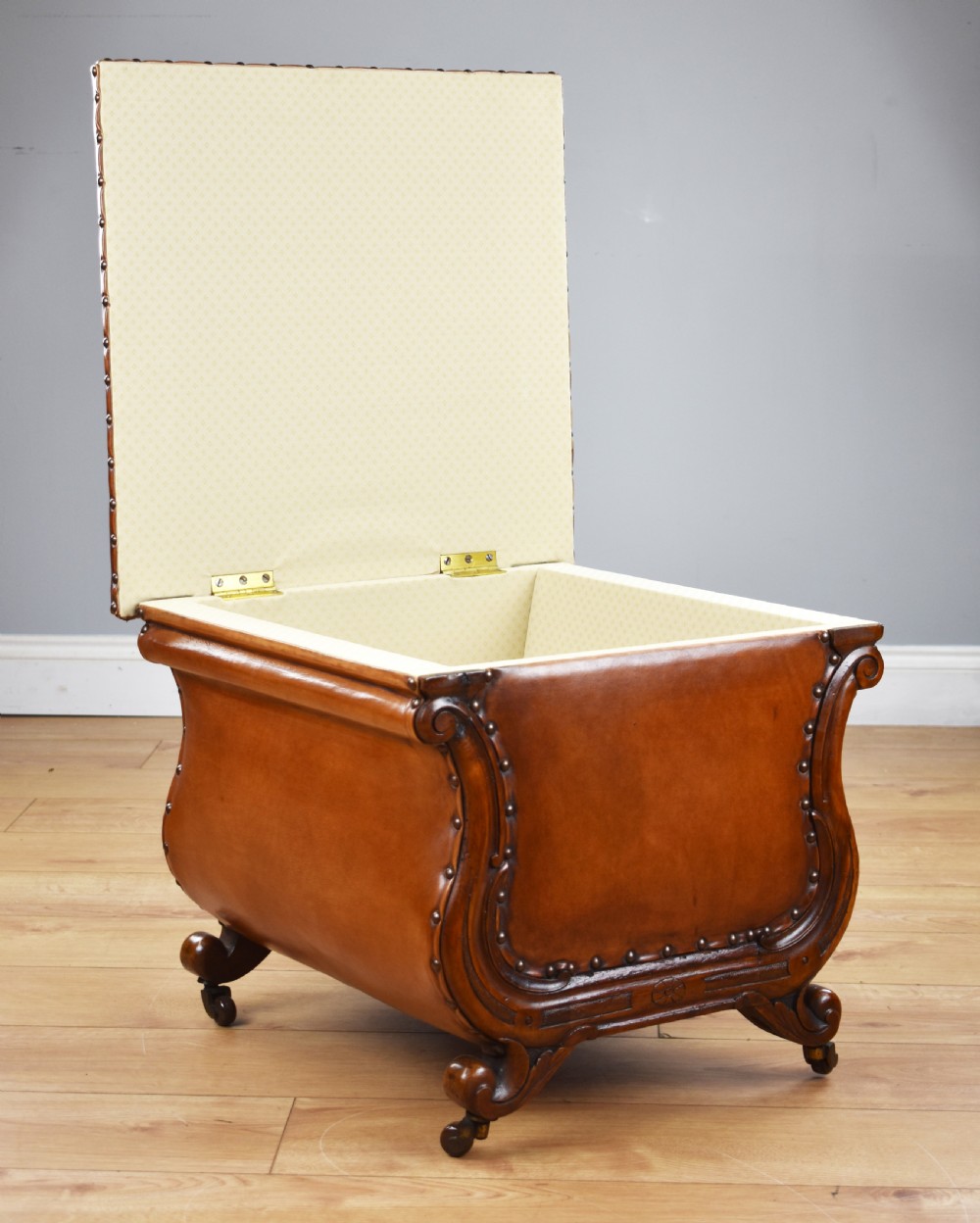 Victorian Hand Dyed Leather Ottoman View VII