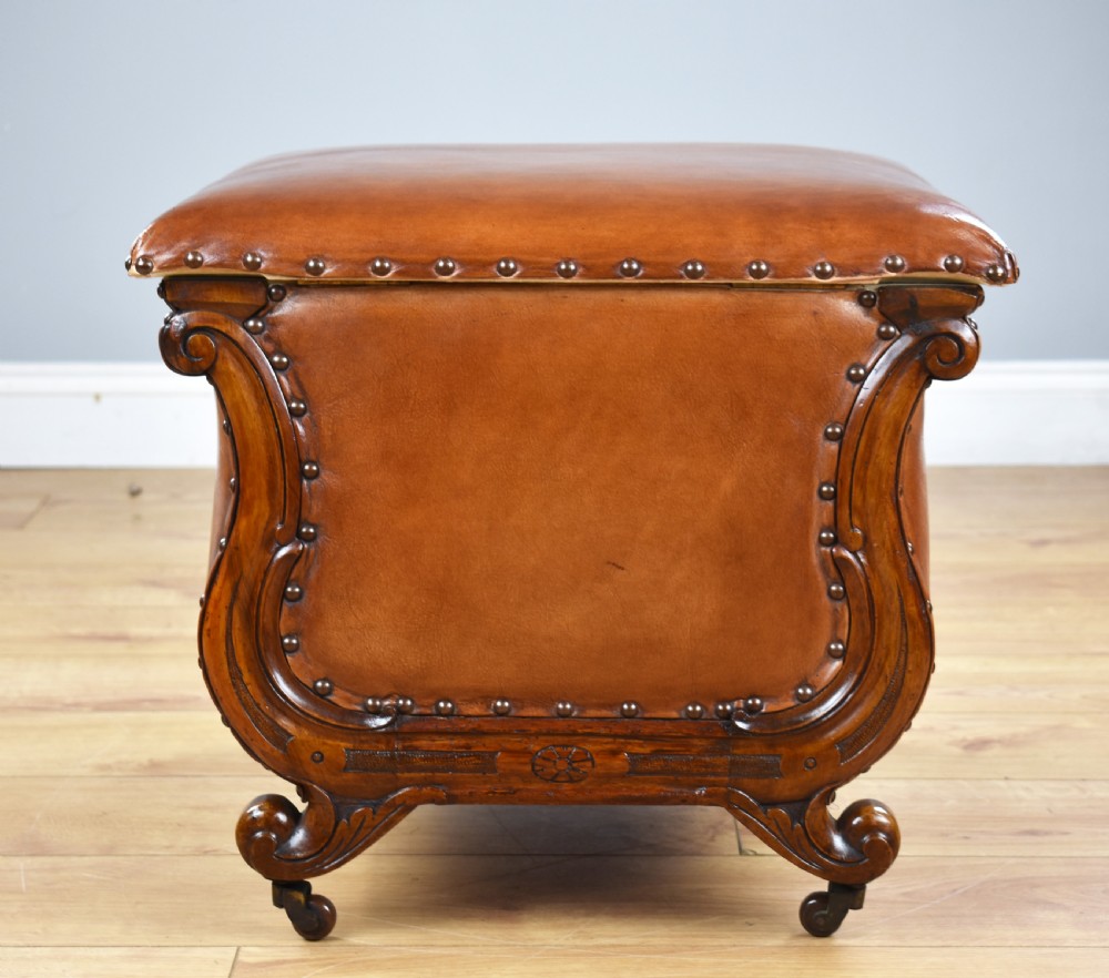 Victorian Hand Dyed Leather Ottoman View XI