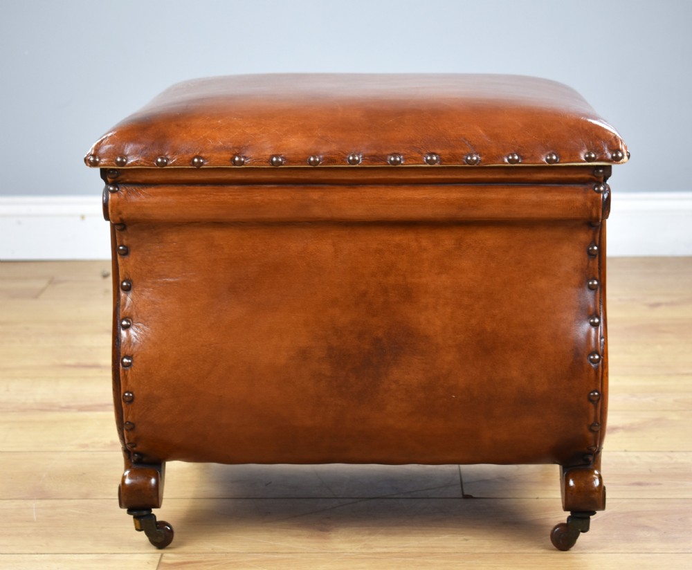 Victorian Hand Dyed Leather Ottoman View XII