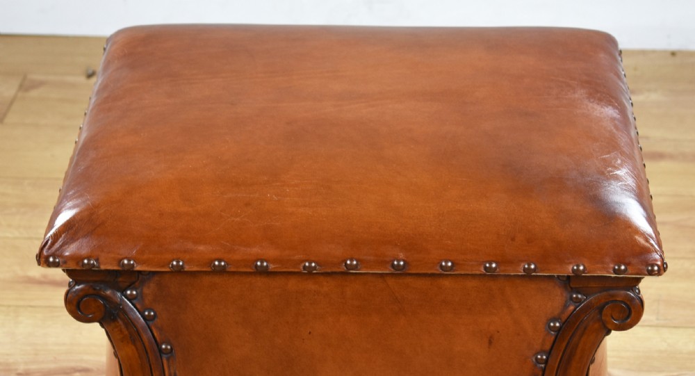 Victorian Hand Dyed Leather Ottoman View XIII