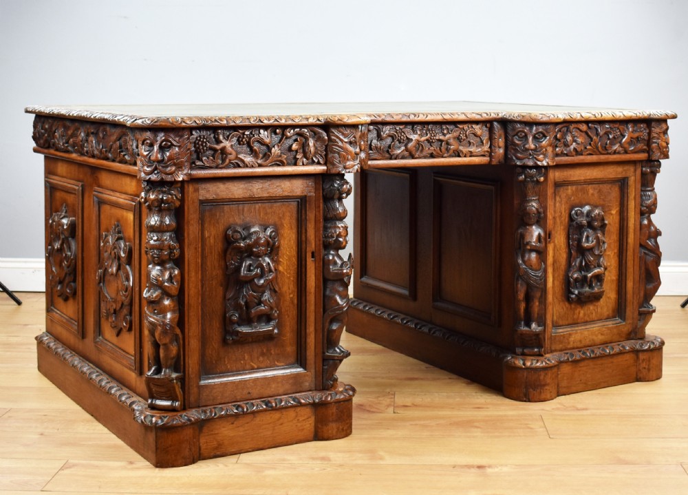 Victorian Carved Oak Desk