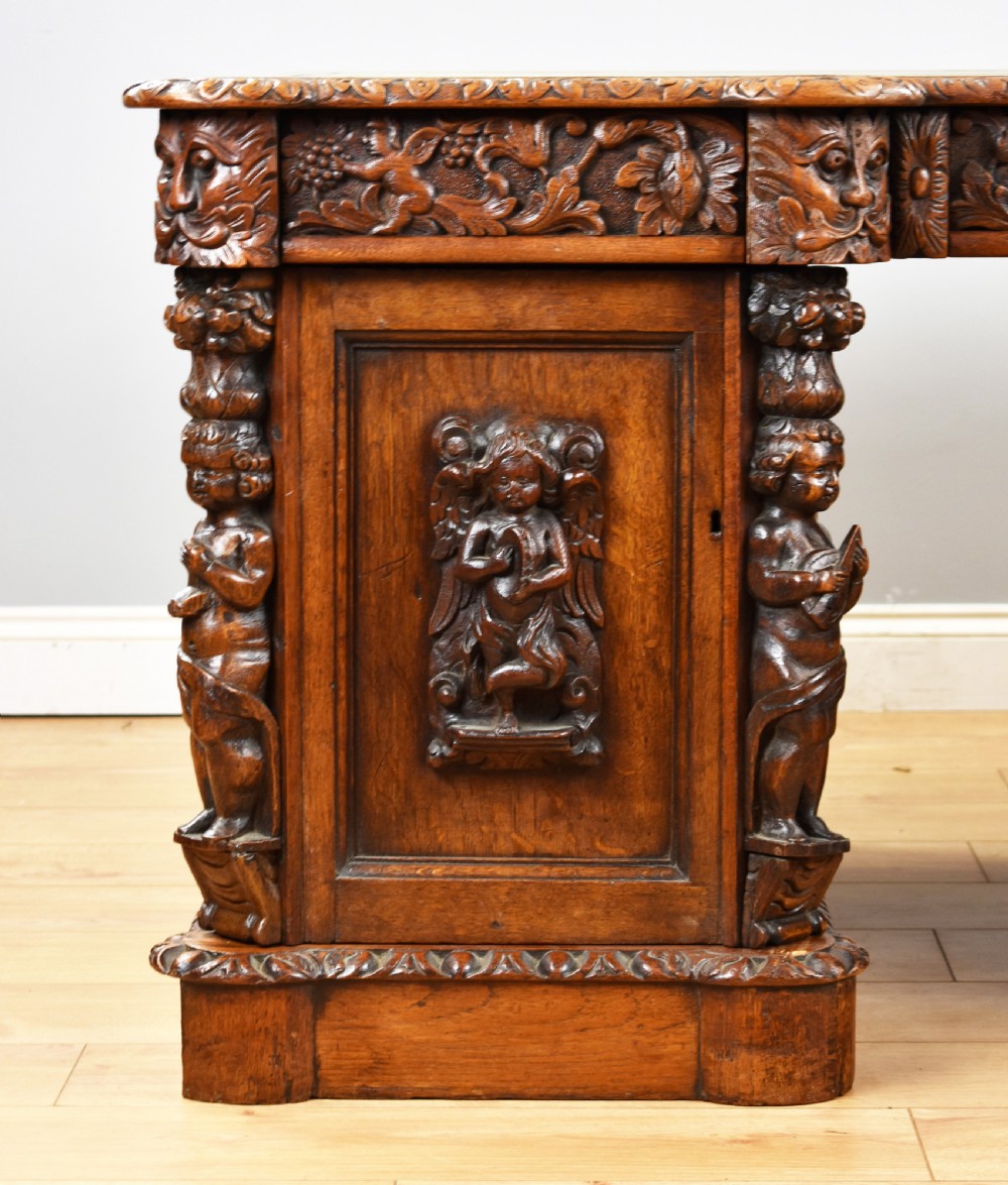 Victorian Carved Oak Desk View III