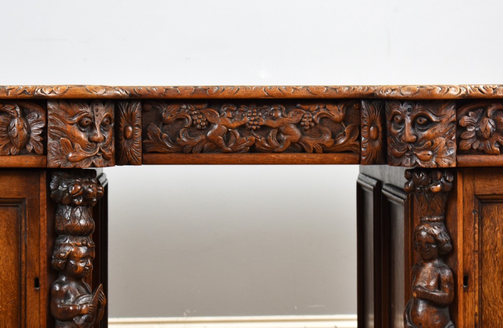 Victorian Carved Oak Desk View IV