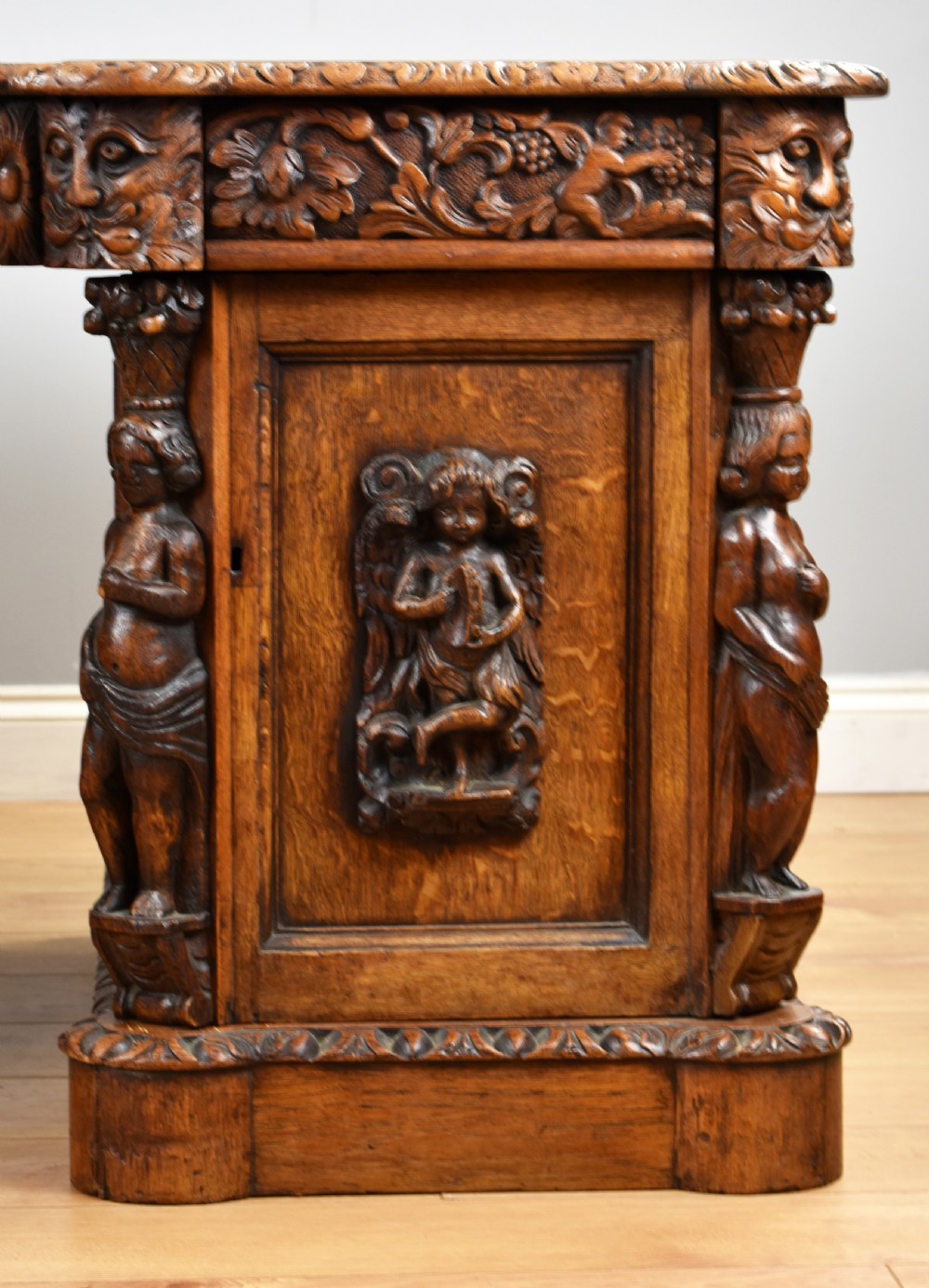 Victorian Carved Oak Desk View V