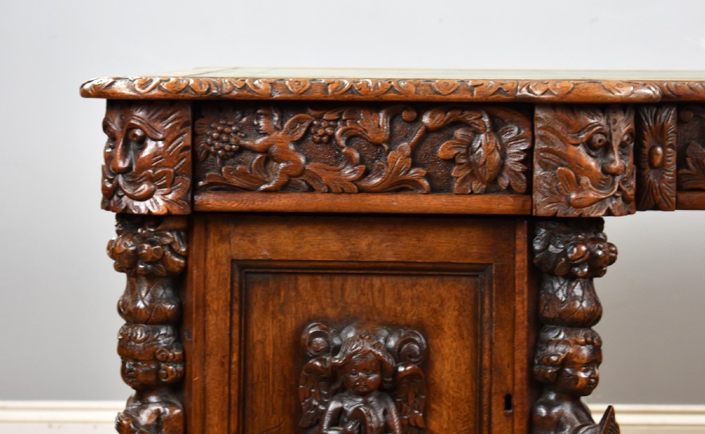 Victorian Carved Oak Desk View VI
