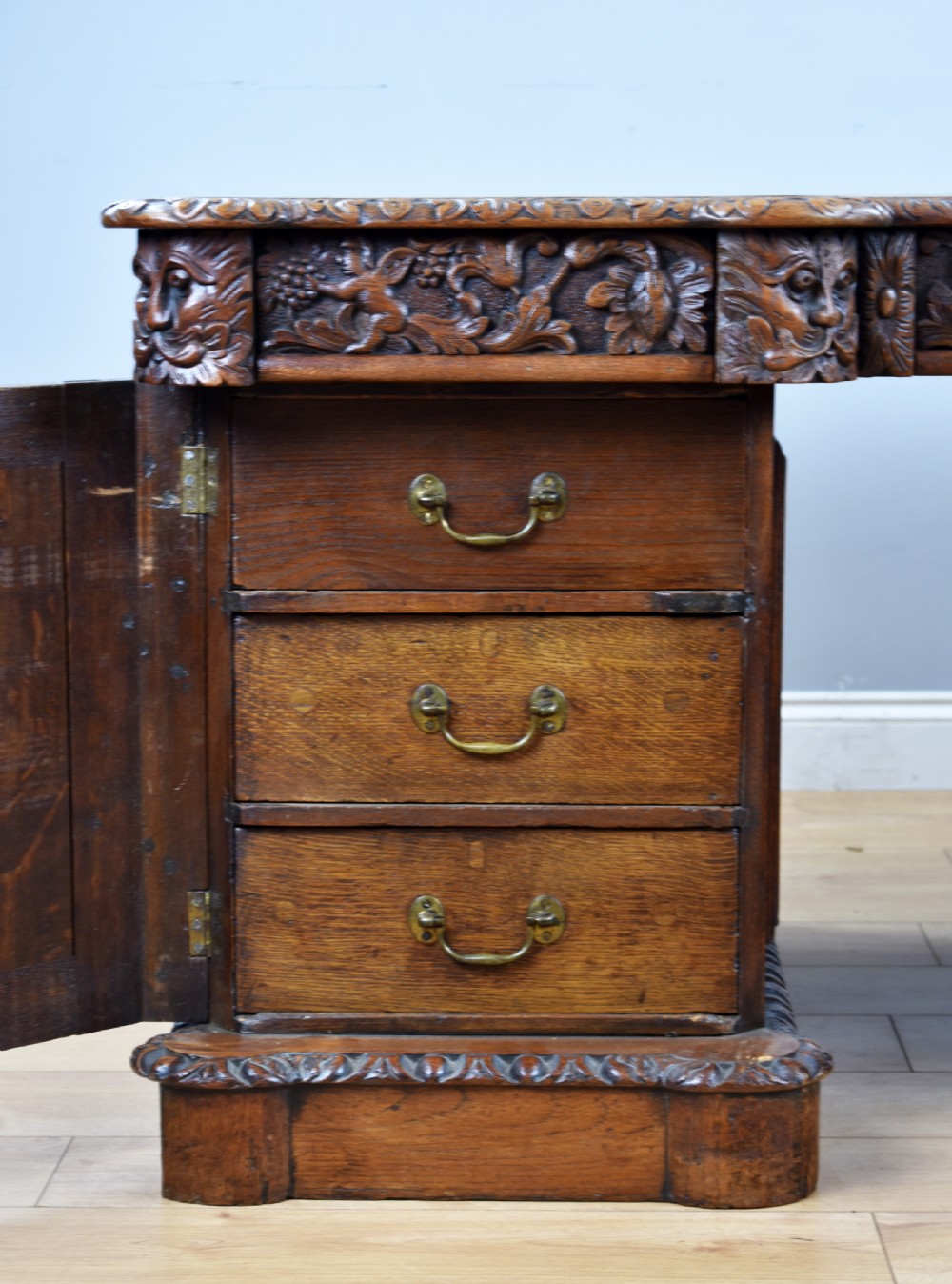 Victorian Carved Oak Desk View X