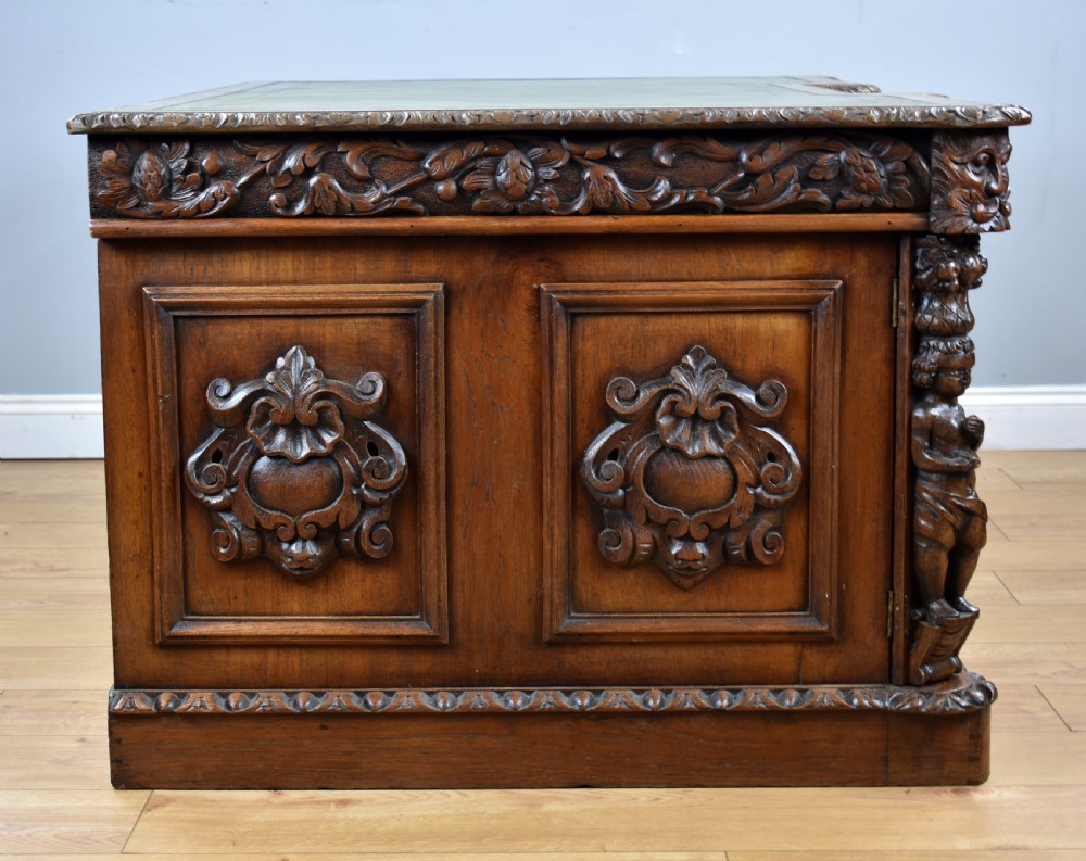 Victorian Carved Oak Desk View XII