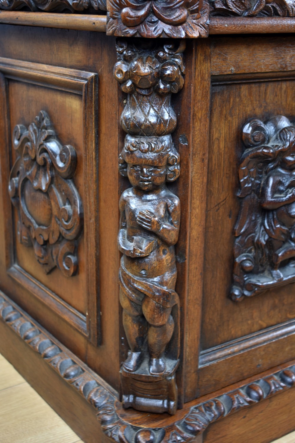 Victorian Carved Oak Desk View XV