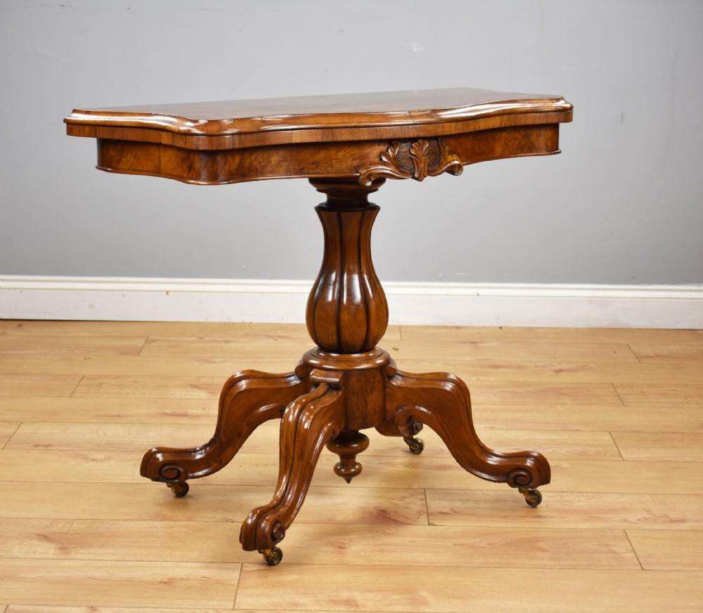 Victorian Burr Walnut Serpentine Card Table
