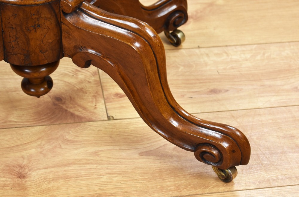 Victorian Burr Walnut Serpentine Card Table View VIII