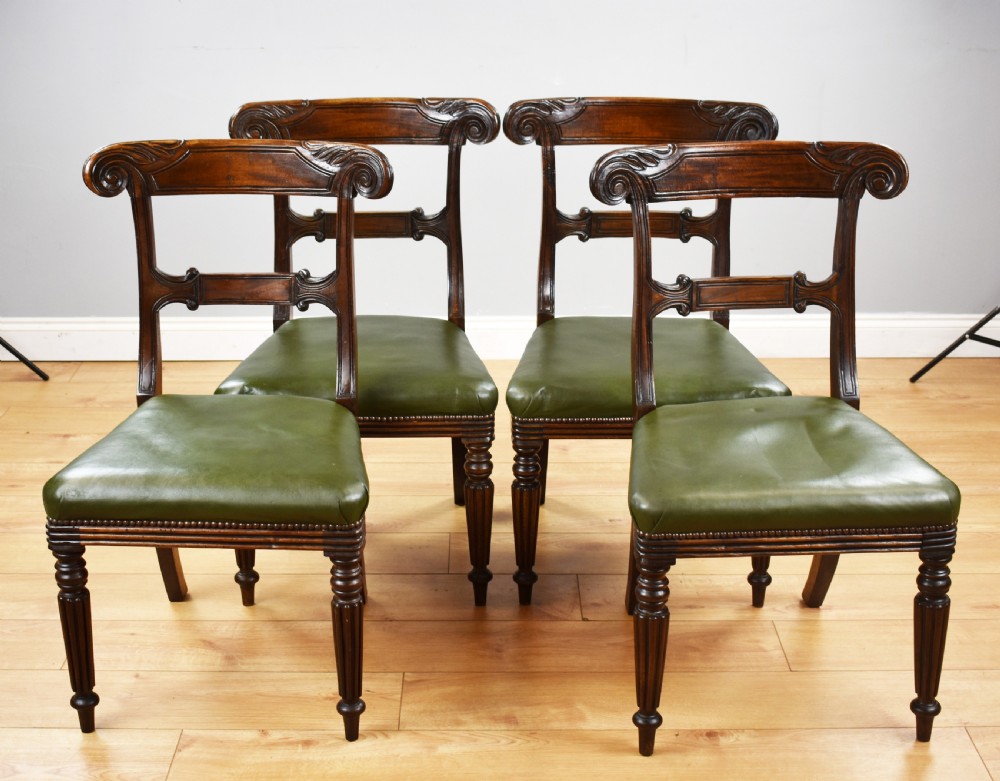 Set of 4 William IV Mahogany Dining Chairs