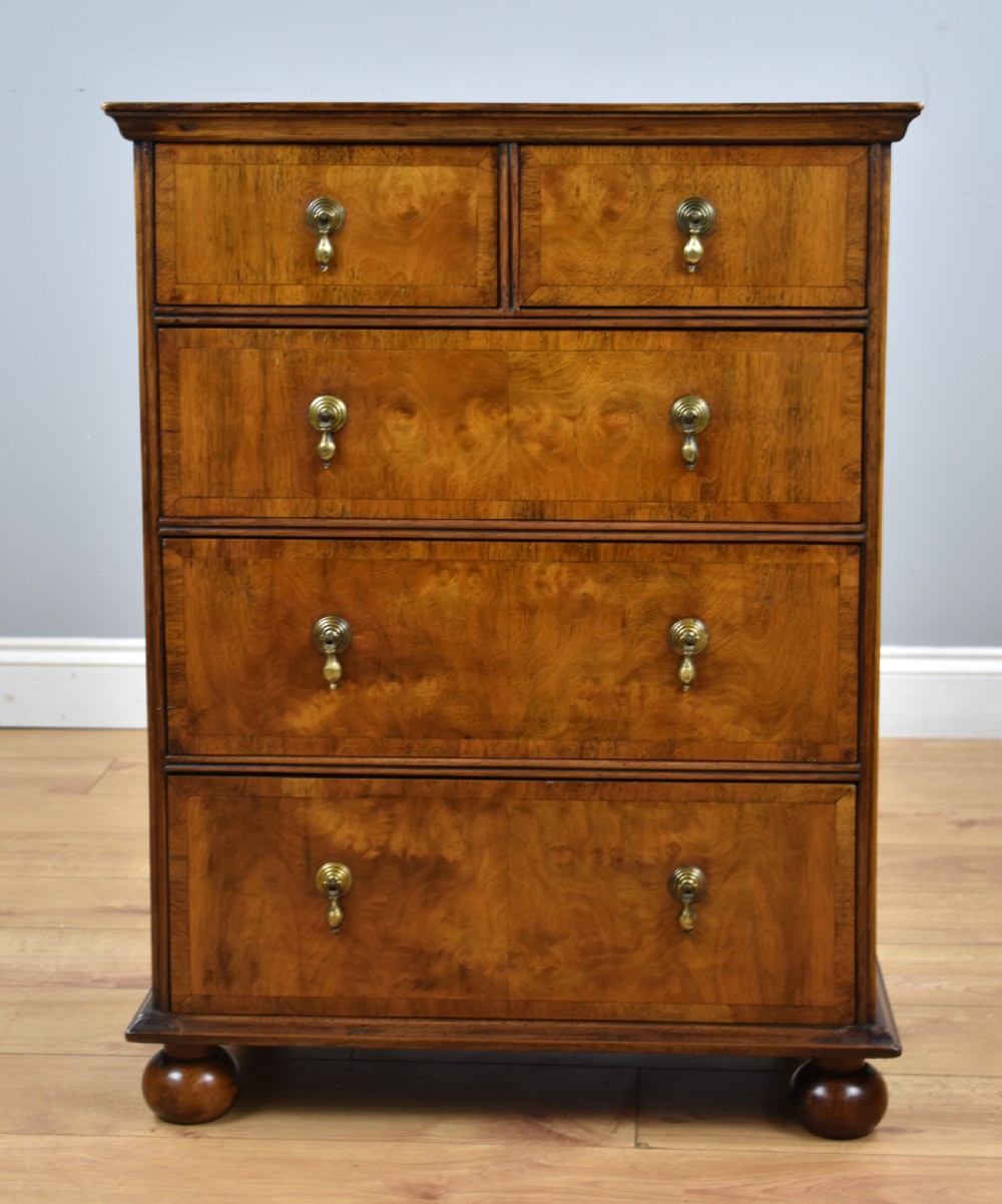 Queen Anne Style Burr Walnut Chest of Drawers View II