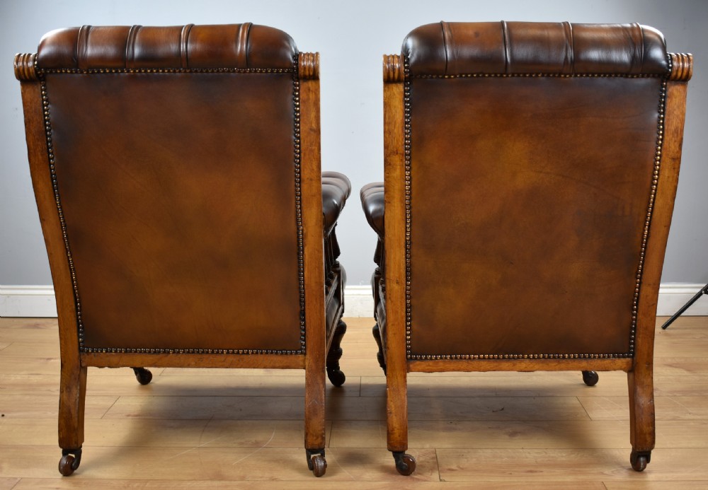 Pair of Victorian Hand Dyed Leather Library Chairs View VI