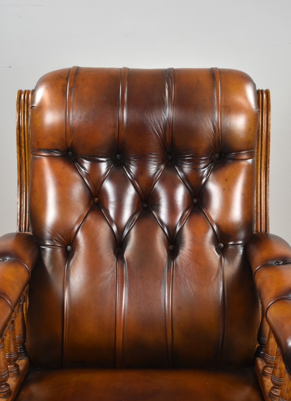 Pair of Victorian Hand Dyed Leather Library Chairs View IX