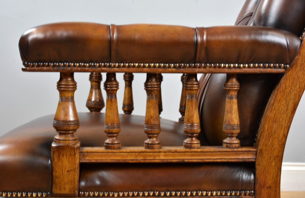 Pair of Victorian Hand Dyed Leather Library Chairs View XII