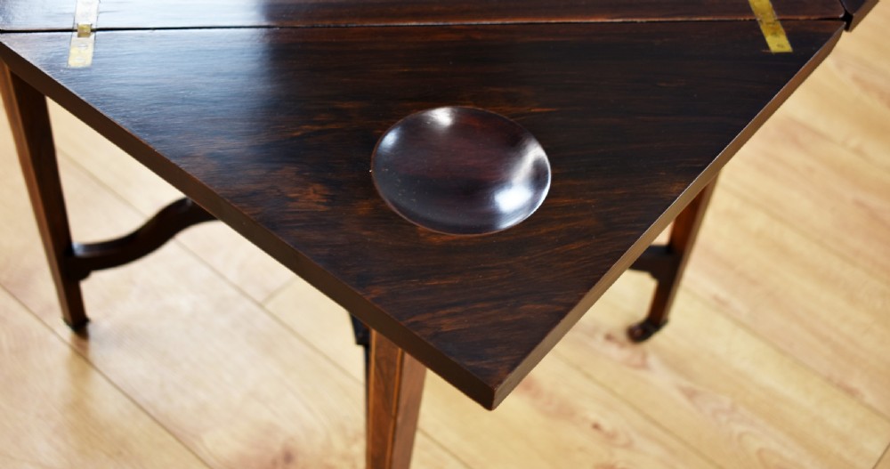 Victorian Rosewood Inlaid Envelope card table View VII