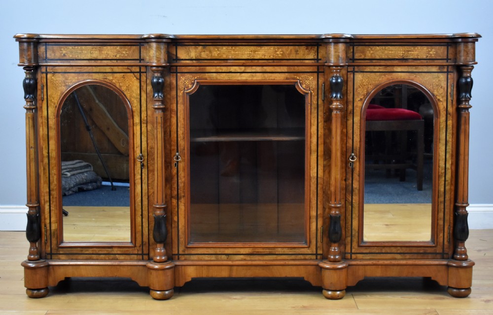 Victorian Burr Walnut Inlaid Credenza View II