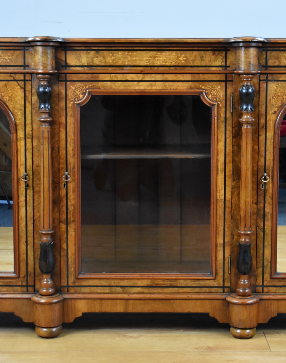 Victorian Burr Walnut Inlaid Credenza View III