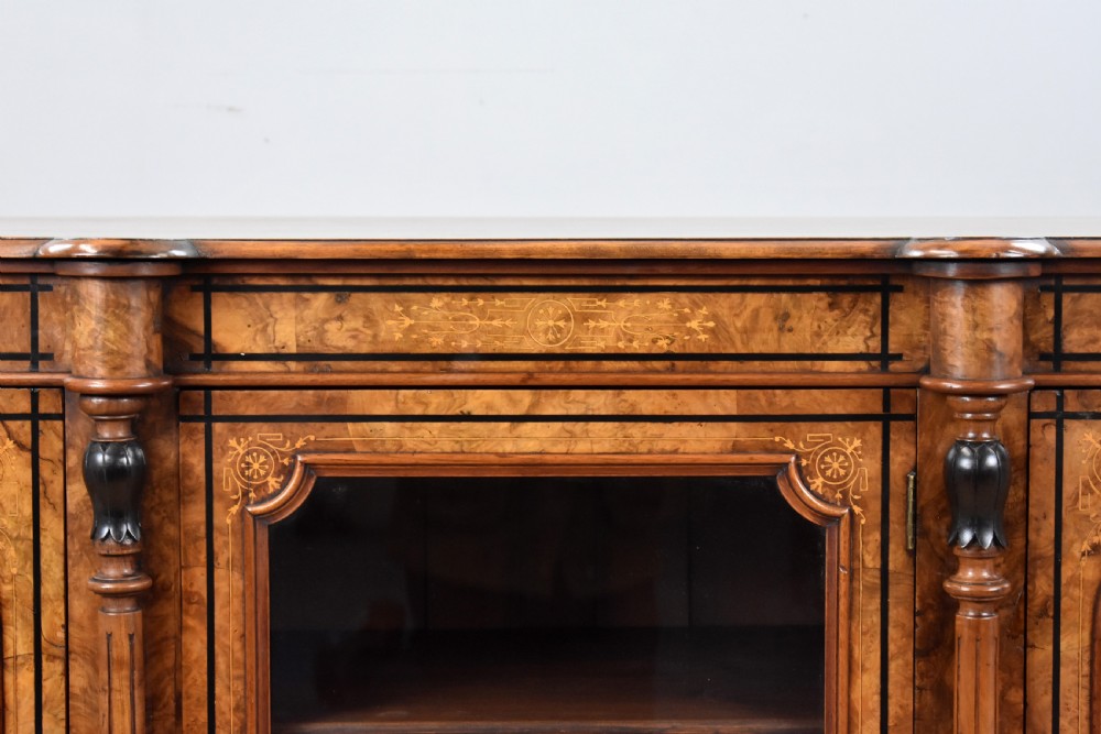 Victorian Burr Walnut Inlaid Credenza View IV