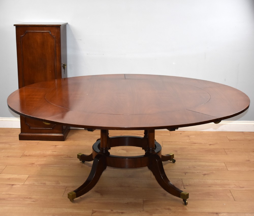Large Mahogany Circular Extending Dining Table