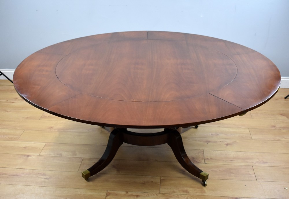Large Mahogany Circular Extending Dining Table View V