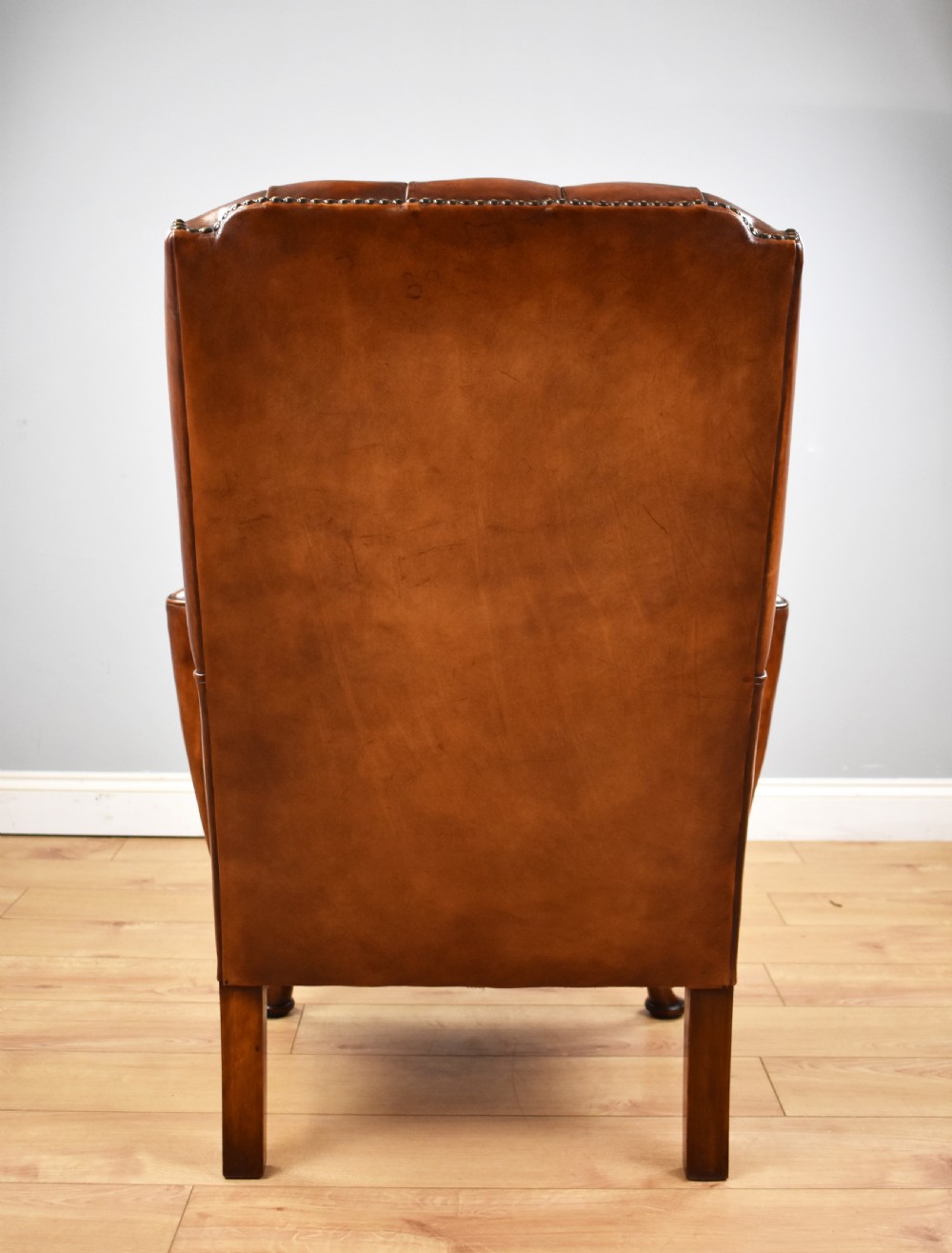 Victorian Hand Dyed Leather Wing Back Armchair View VII