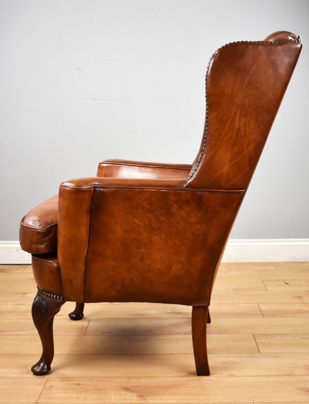 Victorian Hand Dyed Leather Wing Back Armchair View VIII