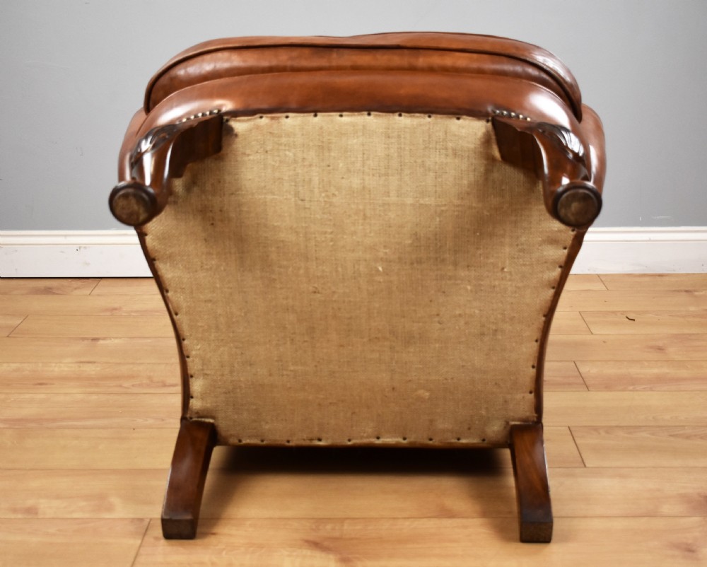 Victorian Hand Dyed Leather Wing Back Armchair View IX