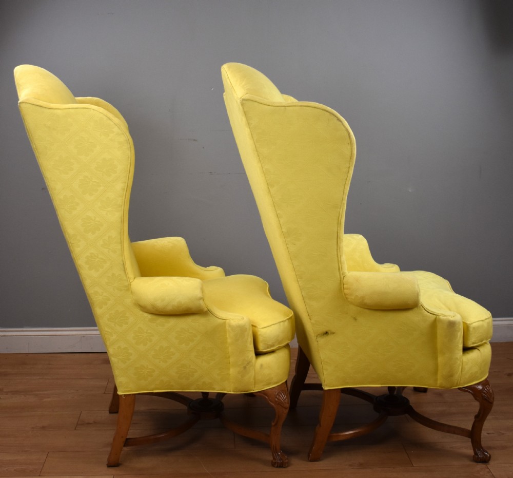 Pair of Queen Anne Style Wing Back Armchairs View VI