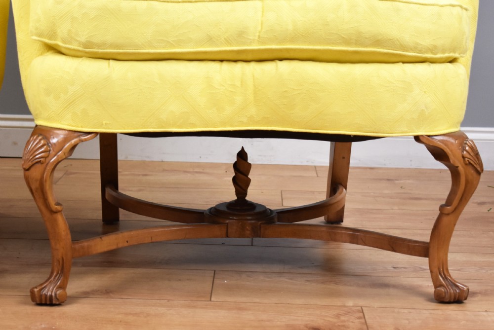 Pair of Queen Anne Style Wing Back Armchairs View VII