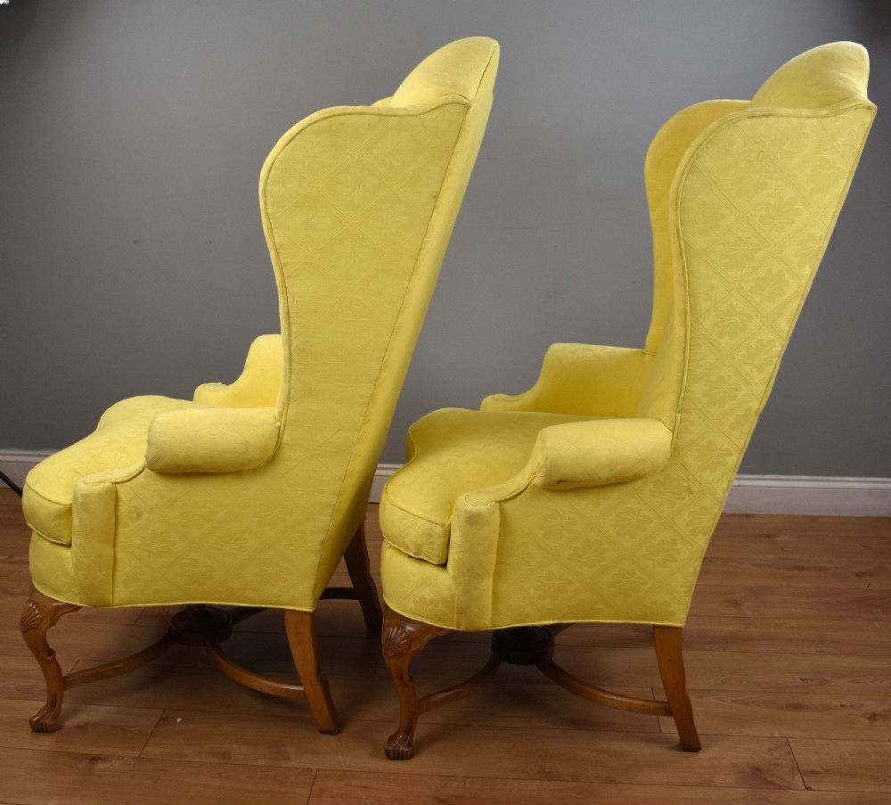 Pair of Queen Anne Style Wing Back Armchairs View VIII