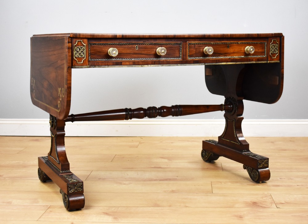 Regency Rosewood and Brass Inlaid Sofa Table