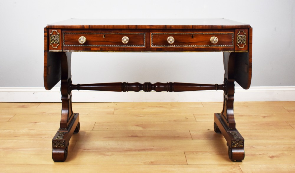 Regency Rosewood and Brass Inlaid Sofa Table View II