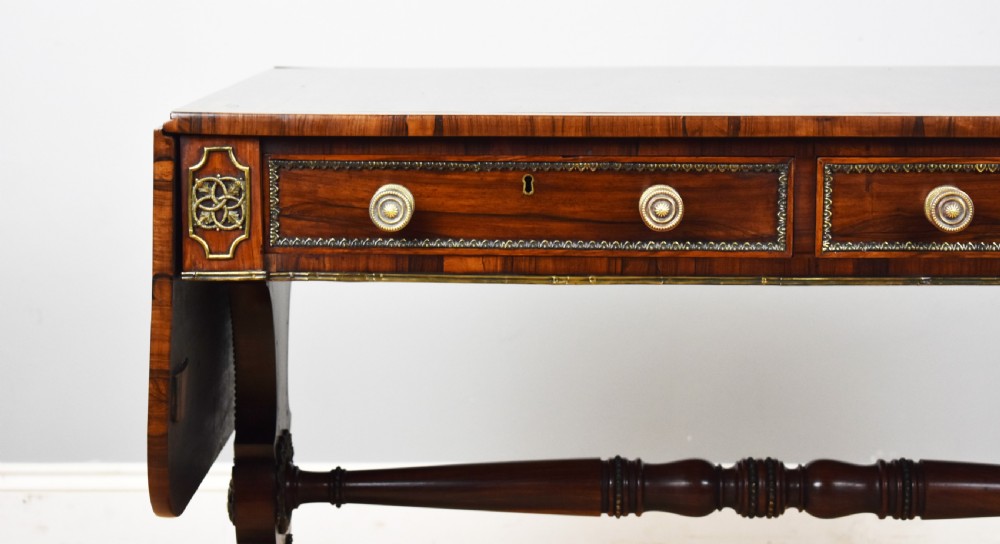 Regency Rosewood and Brass Inlaid Sofa Table View IV
